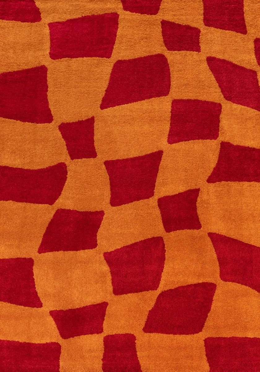 Joli Checkered Red & Orange Rug - Joe’s Haven