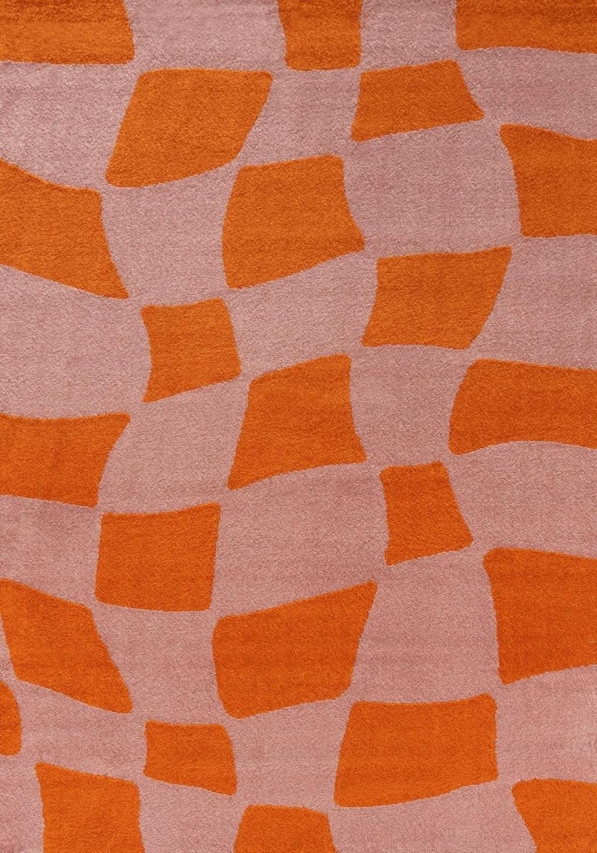 Joli Checkered Orange & Pink Rug - Joe’s Haven