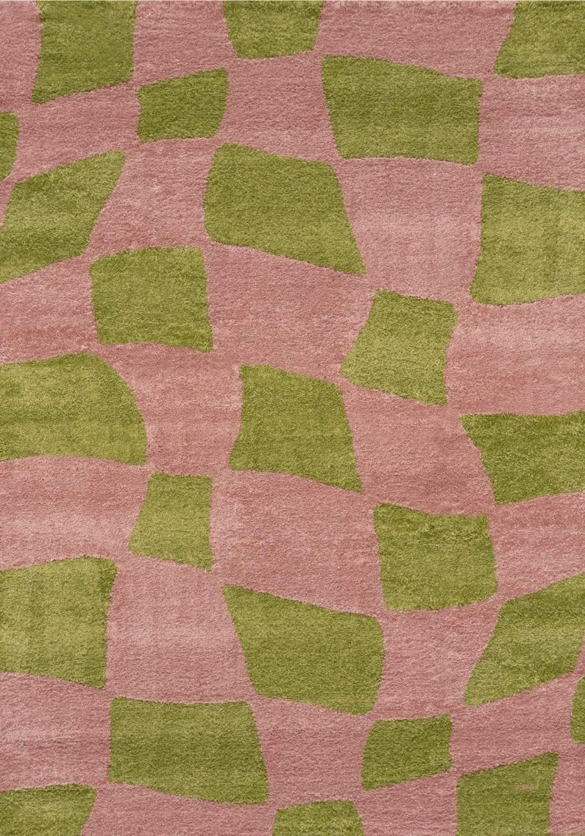 Joli Checkered Green & Pink Rug - Joe’s Haven