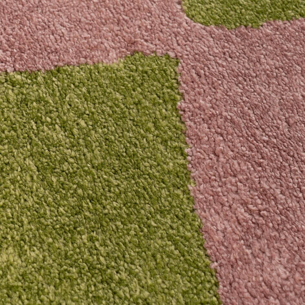 Joli Checkered Green & Pink Rug - Joe’s Haven