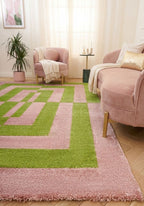 Joli Geometric Green & Pink Rug - Joe’s Haven