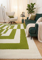 Joli Geometric Green & White Rug - Joe’s Haven