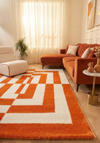Joli Geometric Orange & White Rug - Joe’s Haven