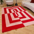 Joli Geometric Red & Pink Rug - Joe’s Haven