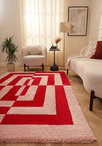 Joli Geometric Red & Pink Rug - Joe’s Haven