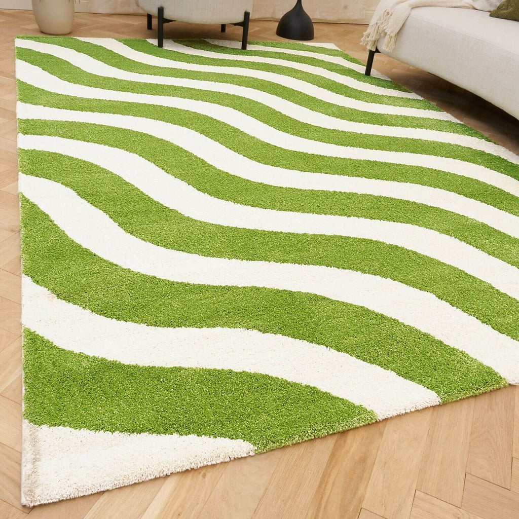 Joli Wave Green & White Rug - Joe’s Haven