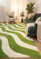 Joli Wave Green & White Rug - Joe’s Haven