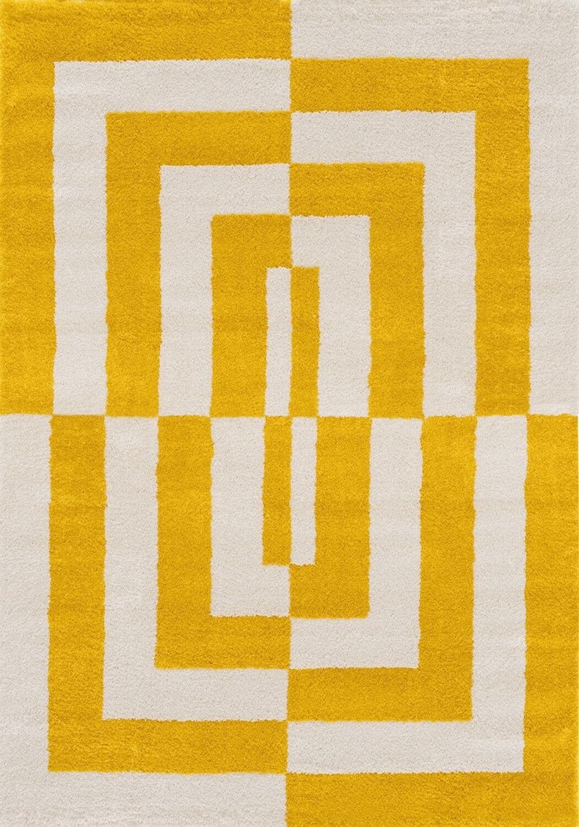 Joli Geometric Yellow & White Rug - Joe’s Haven