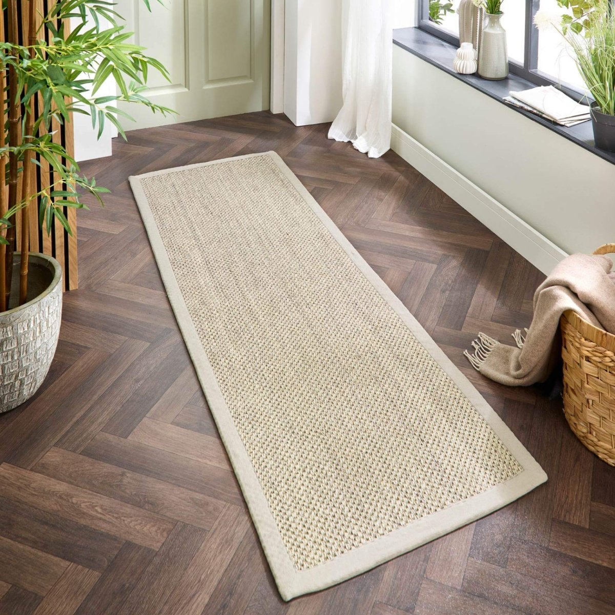 Bordered Light Beige Non-Slip Sisal Rug - Joe’s Haven