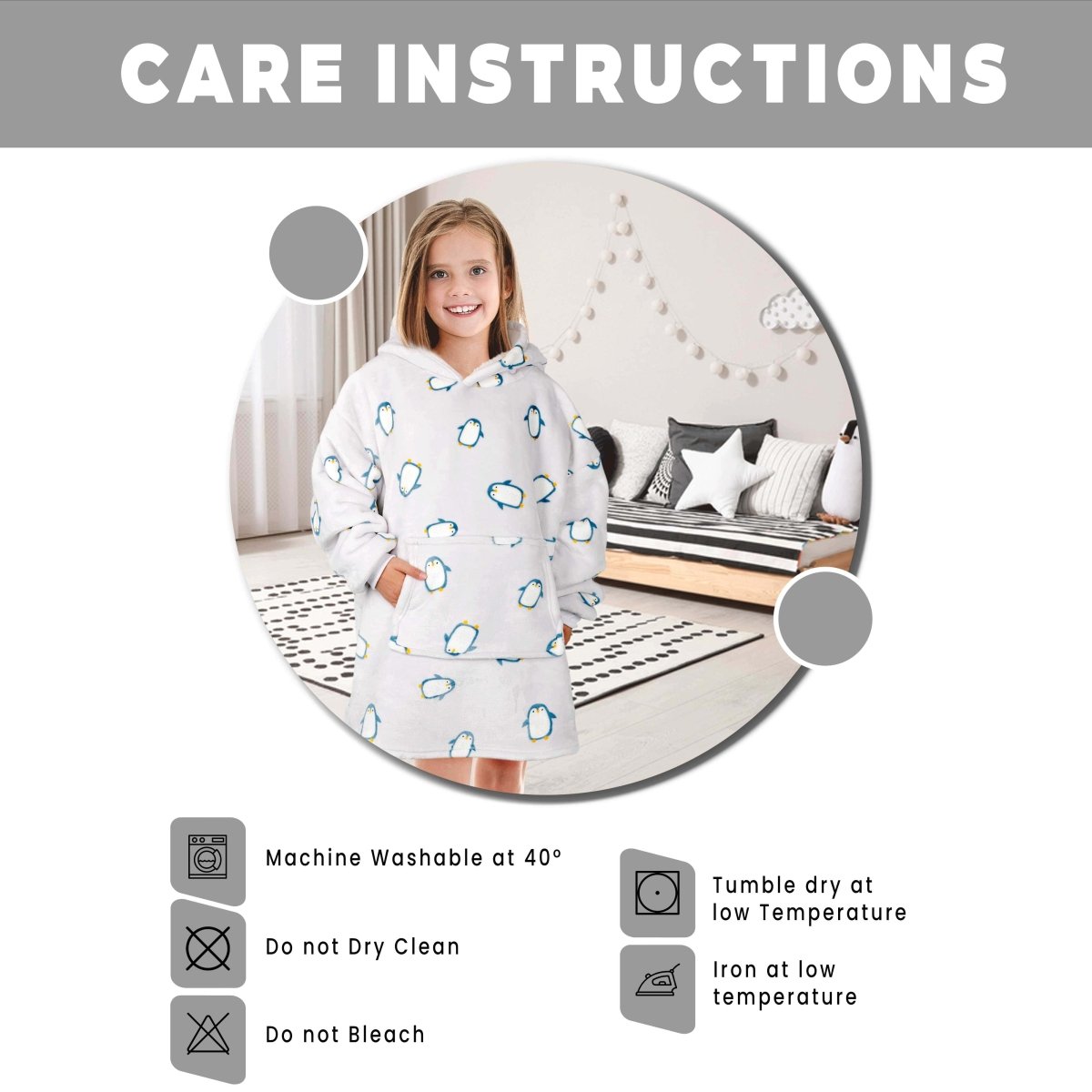 Kids Oversized Hooded Penguin Blanket Hoodie - Joe’s Haven