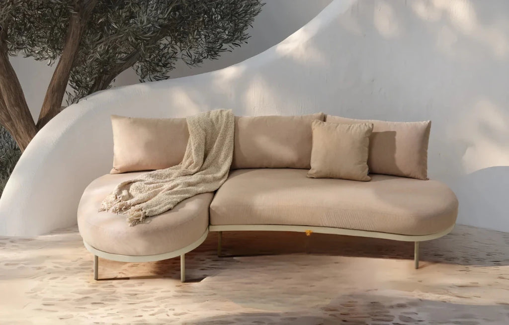 Kiki Beige 3 - Seater Organic Garden Chaise Sofa - Joe’s Haven