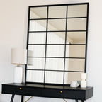 Kyō - Black Metal Rectangle Lattice Window Mirror - 120cm x 95cm - Joe’s Haven