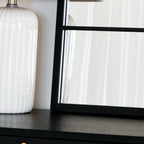 Kyō - Black Metal Rectangle Lattice Window Mirror - 120cm x 95cm - Joe’s Haven