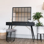 Kyō - Black Metal Rectangle Lattice Window Mirror - 90cm x 70cm - Joe’s Haven