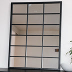 Kyō - Black Metal Rectangle Lattice Window Mirror - 90cm x 70cm - Joe’s Haven