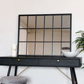 Kyō - Black Metal Rectangle Lattice Window Mirror - 90cm x 70cm - Joe’s Haven