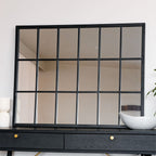 Kyō - Black Metal Rectangle Lattice Window Mirror - 90cm x 70cm - Joe’s Haven