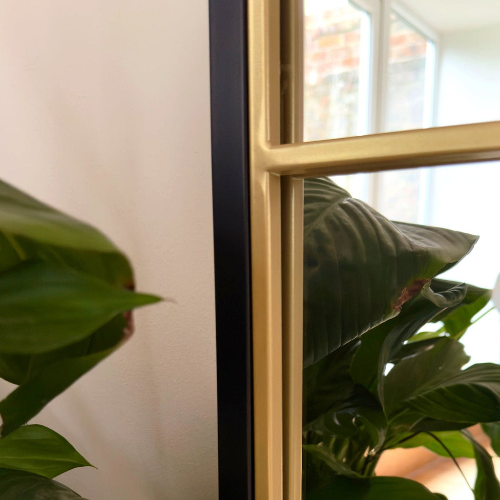 Kyō - Full Length Black and Gold Metal Rectangle Lattice Grid Mirror - 180cm x 105cm. - Joe’s Haven