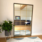 Kyō - Full Length Black and Gold Metal Rectangle Lattice Grid Mirror - 180cm x 105cm. - Joe’s Haven