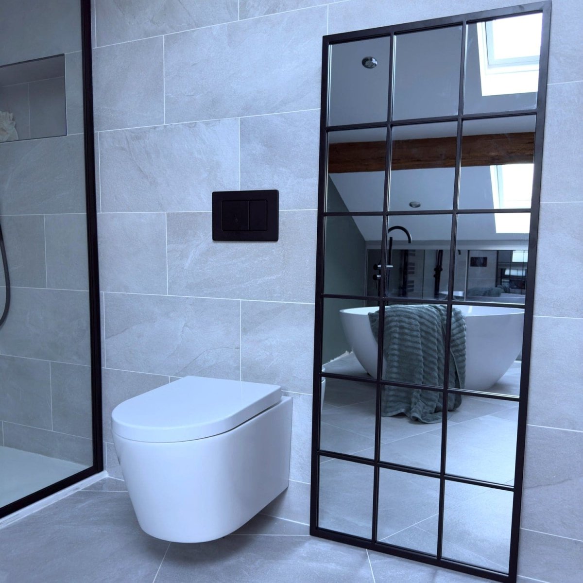 Kyō - Full Length Black Metal Rectangle Lattice Grid Mirror - 150cm x 60cm. - Joe’s Haven