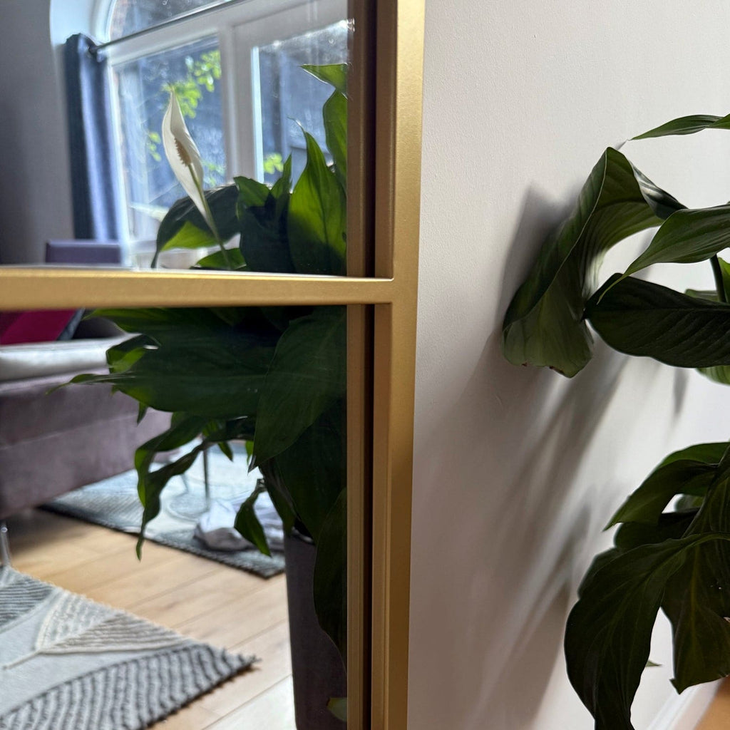 Kyō - Full Length Gold Metal Rectangle Lattice Grid Mirror - 150cm x 60cm - Joe’s Haven