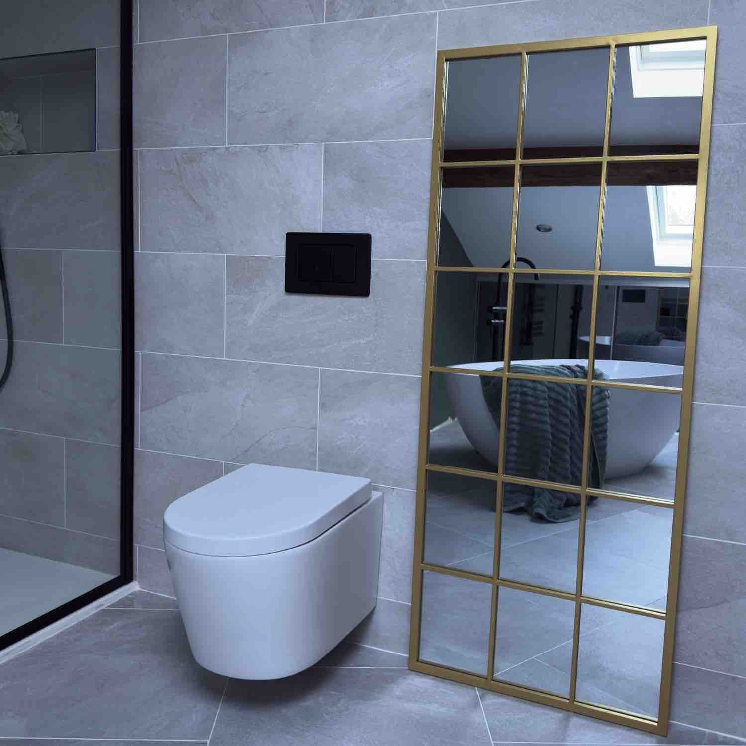 Kyō - Full Length Gold Metal Rectangle Lattice Grid Mirror - 150cm x 60cm - Joe’s Haven