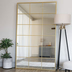 Kyō - Full Length Gold Metal Rectangle Lattice Window Mirror - 200cm x 120cm - Joe’s Haven