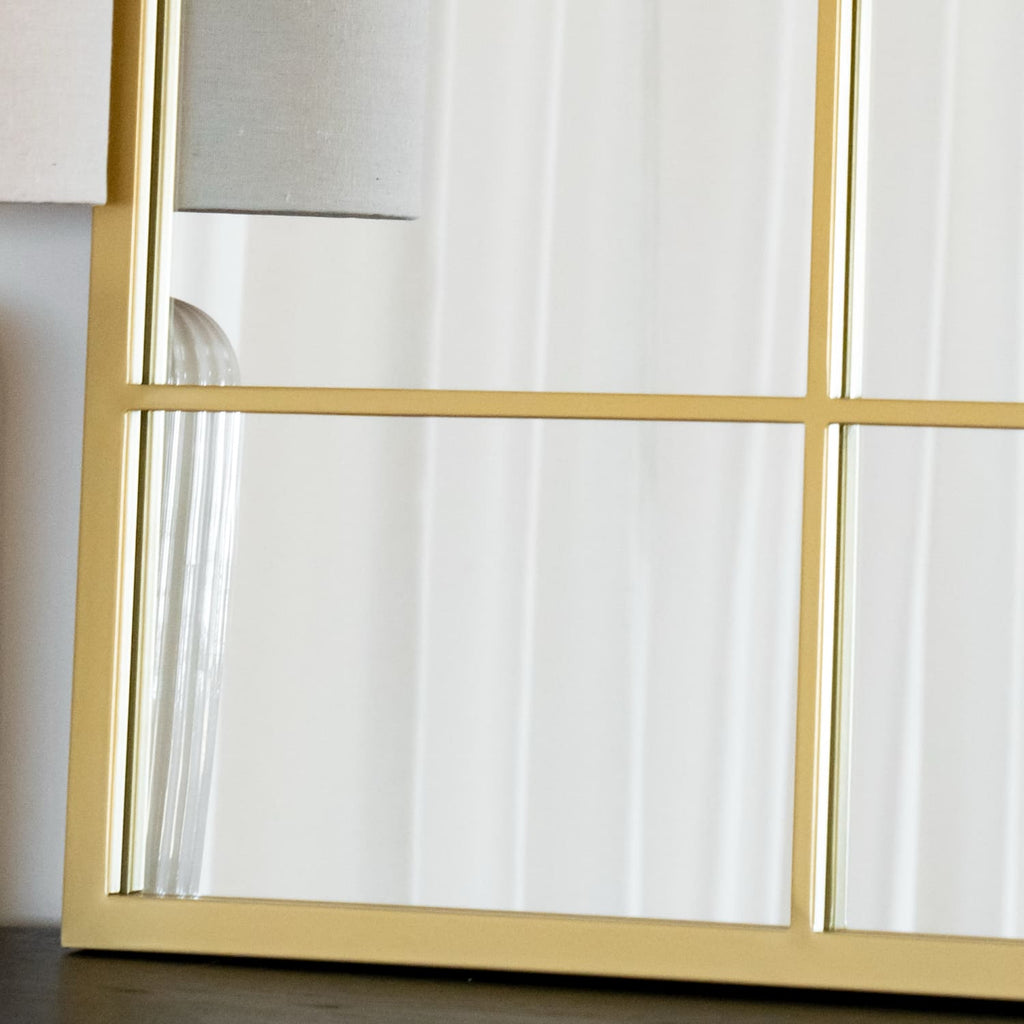 Kyō - Gold Metal Rectangle Lattice Grid Mirror - 120cm x 95cm - Joe’s Haven