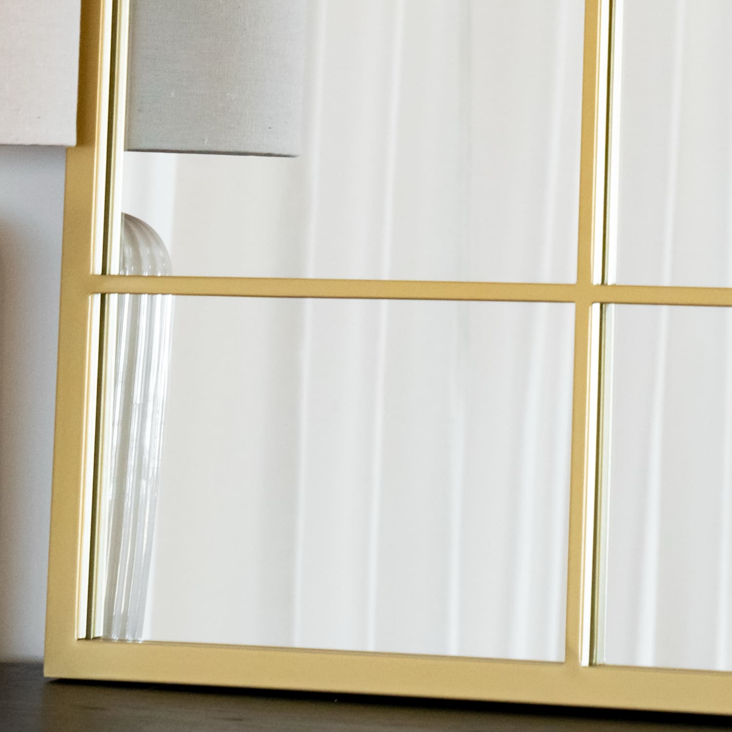 Kyō - Gold Metal Rectangle Lattice Grid Mirror - 120cm x 95cm - Joe’s Haven