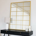 Kyō - Gold Metal Rectangle Lattice Grid Mirror - 120cm x 95cm - Joe’s Haven