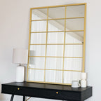Kyō - Gold Metal Rectangle Lattice Grid Mirror - 120cm x 95cm - Joe’s Haven