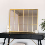 Kyō - Gold Metal Rectangle Lattice Window Mirror - 90cm x 70cm - Joe’s Haven