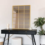 Kyō - Gold Metal Rectangle Lattice Window Mirror - 90cm x 70cm - Joe’s Haven