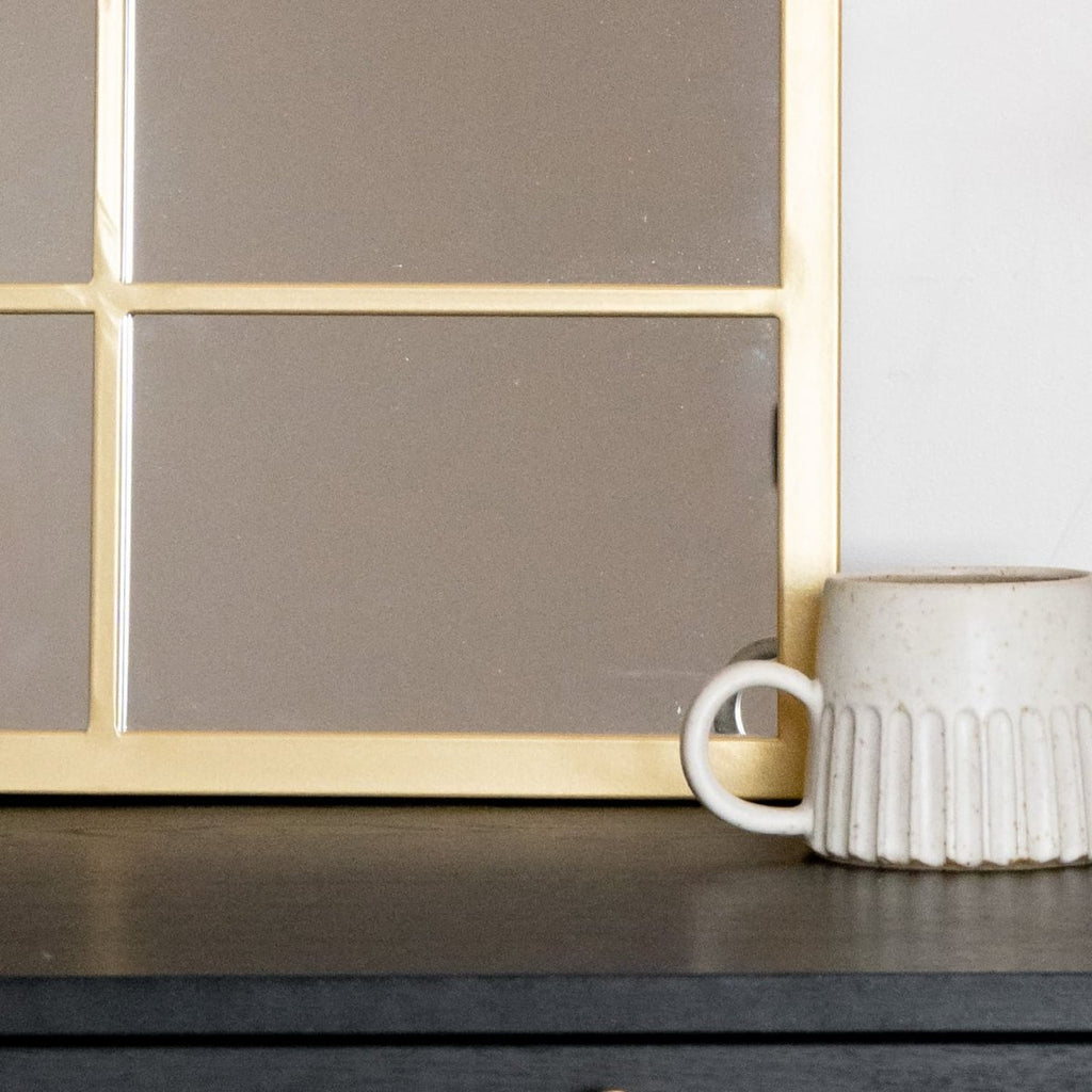 Kyō - Gold Metal Rectangle Lattice Window Mirror - 90cm x 70cm - Joe’s Haven
