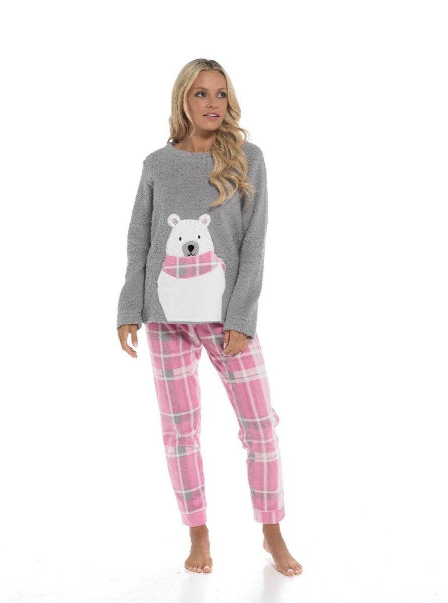 Ladies Ultra - Soft Polar Bear Print Fleece Pyjama Set - Joe’s Haven