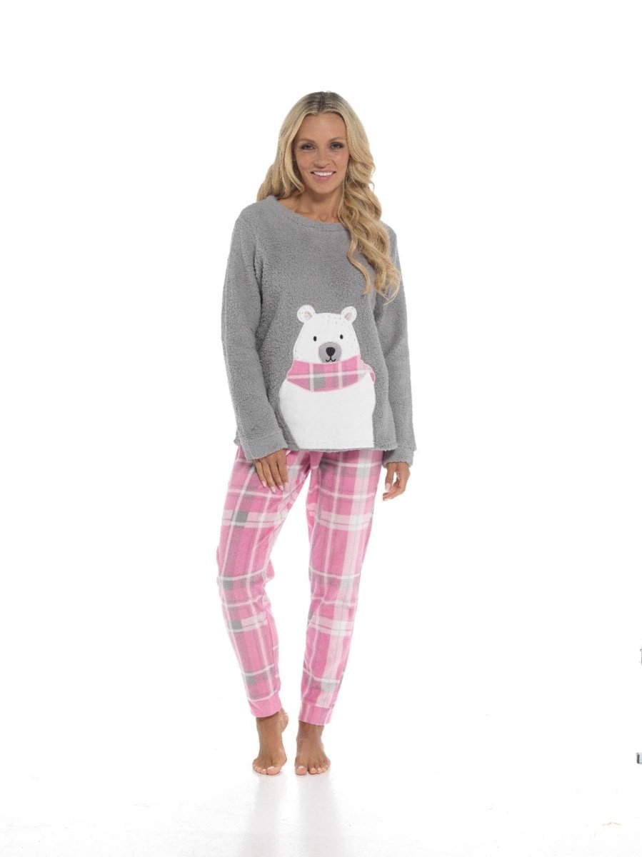 Ladies Ultra - Soft Polar Bear Print Fleece Pyjama Set - Joe’s Haven