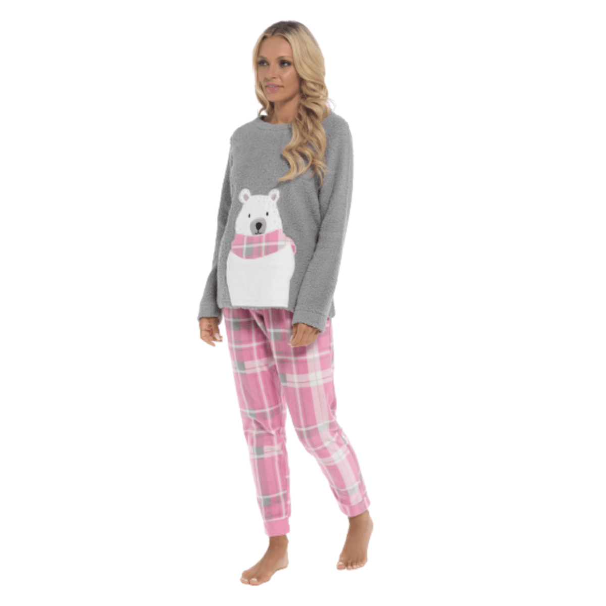 Ladies Ultra - Soft Polar Bear Print Fleece Pyjama Set - Joe’s Haven
