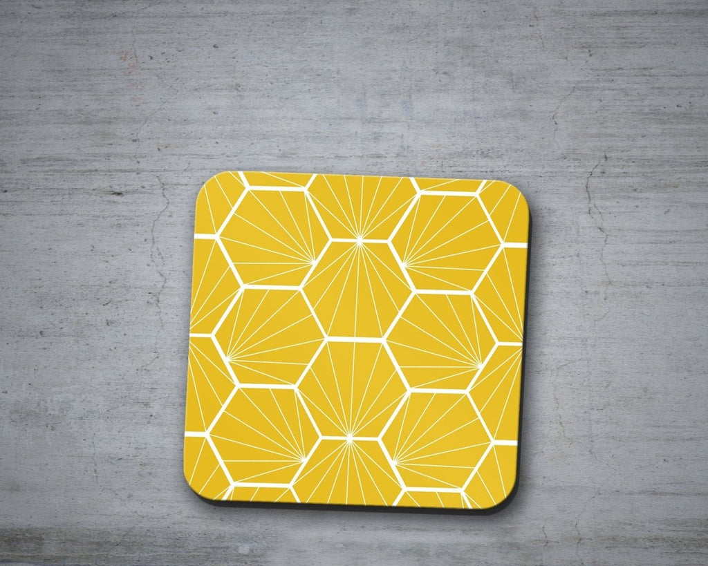 Lemon Yellow Geometric Hexagons Placemats, Set of 4 or Set of 6 - Joe’s Haven