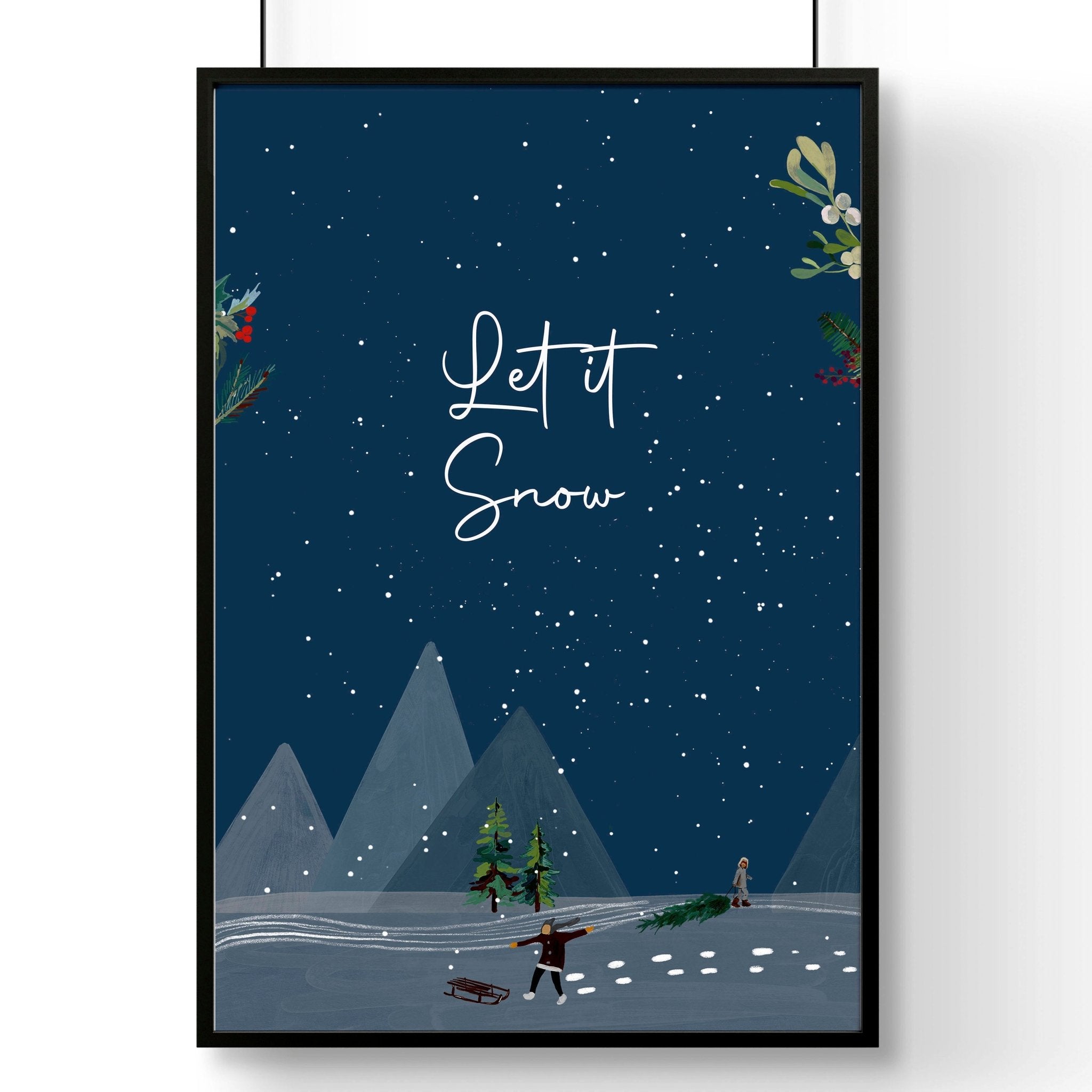 Scandinavian christmas decor wall art print