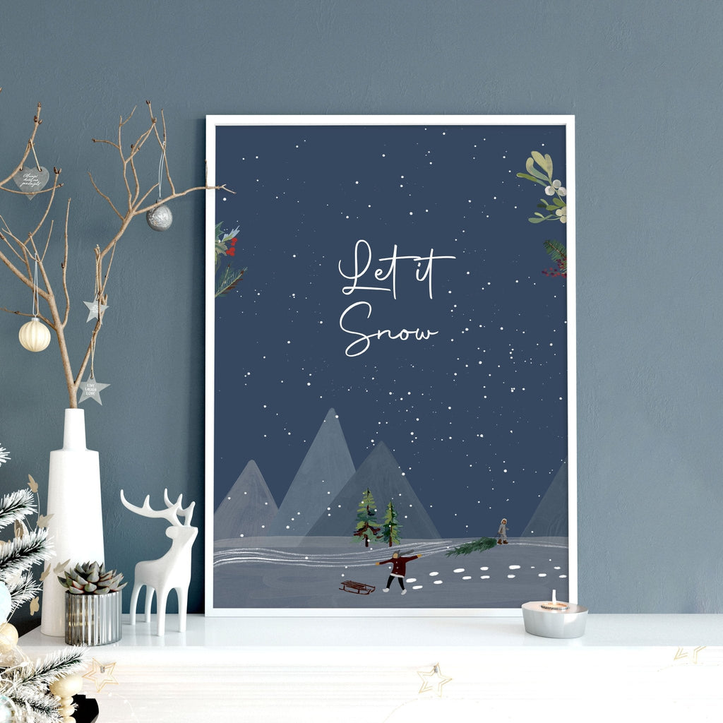 Scandinavian christmas decor wall art print