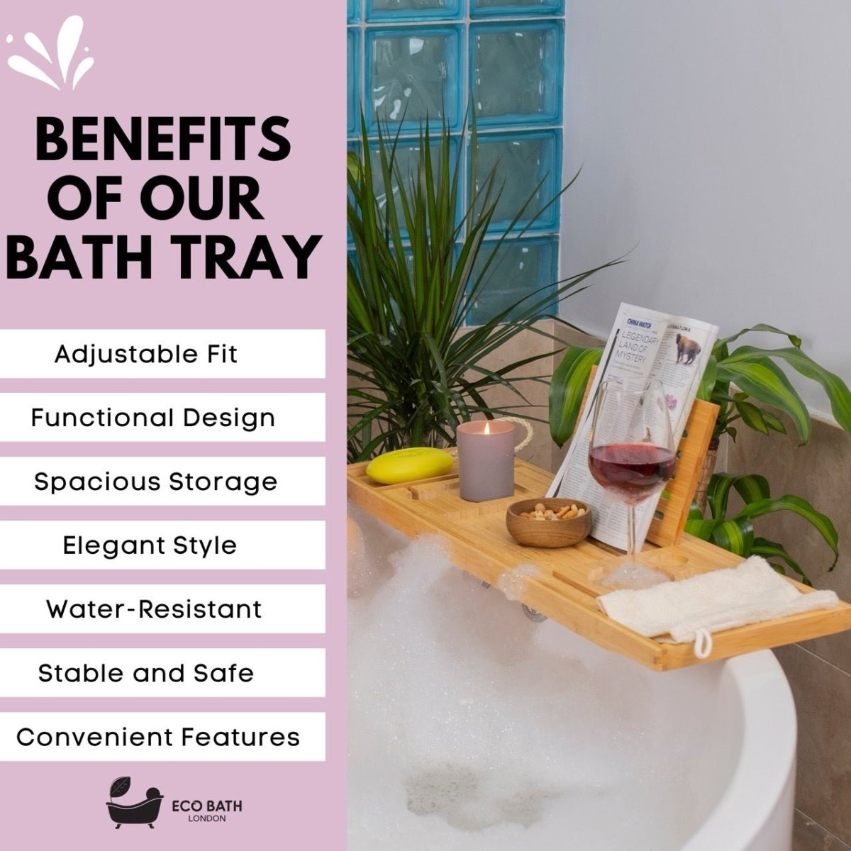 Luxury Eco - Friendly Bamboo Bath Tray - Joe’s Haven