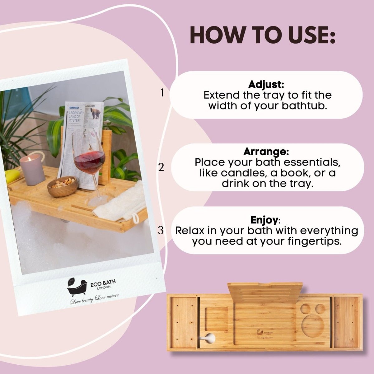 Luxury Eco - Friendly Bamboo Bath Tray - Joe’s Haven