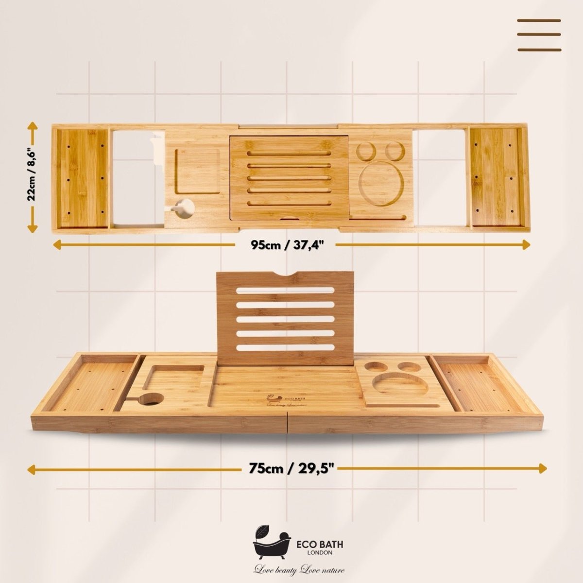 Luxury Eco - Friendly Bamboo Bath Tray - Joe’s Haven