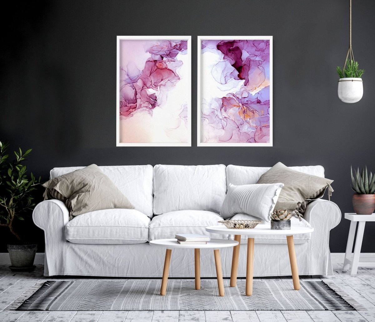 Abstract wall art for living room | set of 2 framed wall art prints - Joe’s Haven