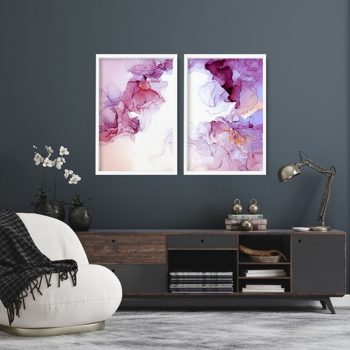 Abstract wall art for living room | set of 2 framed wall art prints - Joe’s Haven
