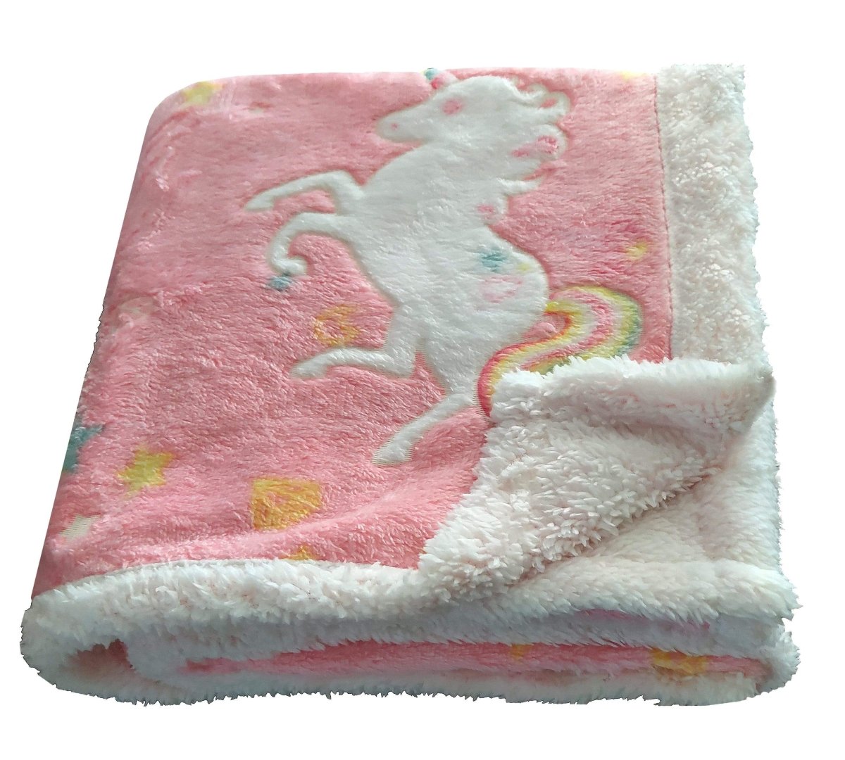 Magical Glow In The Dark Rainbow Unicorn Teddy Fleece Duvet Set - Joe’s Haven