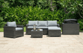 Marbella Grey 5 Seater Chaise Garden Sofa Set, Cover and Cushion Box Bundle - Joe’s Haven