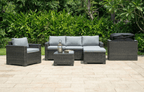 Marbella Grey 5 Seater Chaise Garden Sofa Set, Cover and Cushion Box Bundle - Joe’s Haven