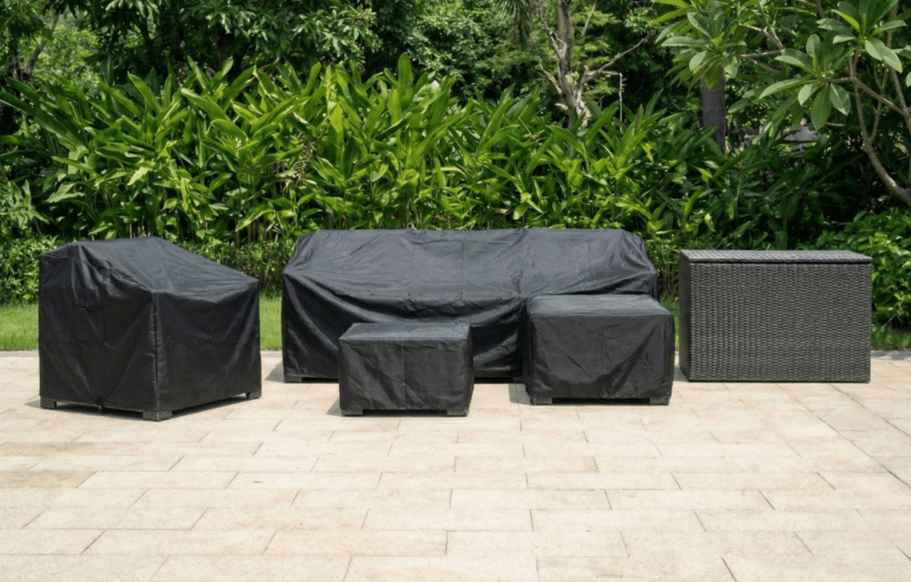 Marbella Grey 5 Seater Chaise Garden Sofa Set, Cover and Cushion Box Bundle - Joe’s Haven