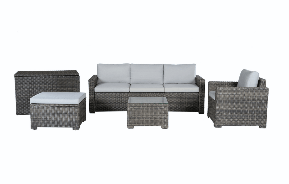 Marbella Grey 5 Seater Chaise Garden Sofa Set and Cushion Box Bundle - Joe’s Haven